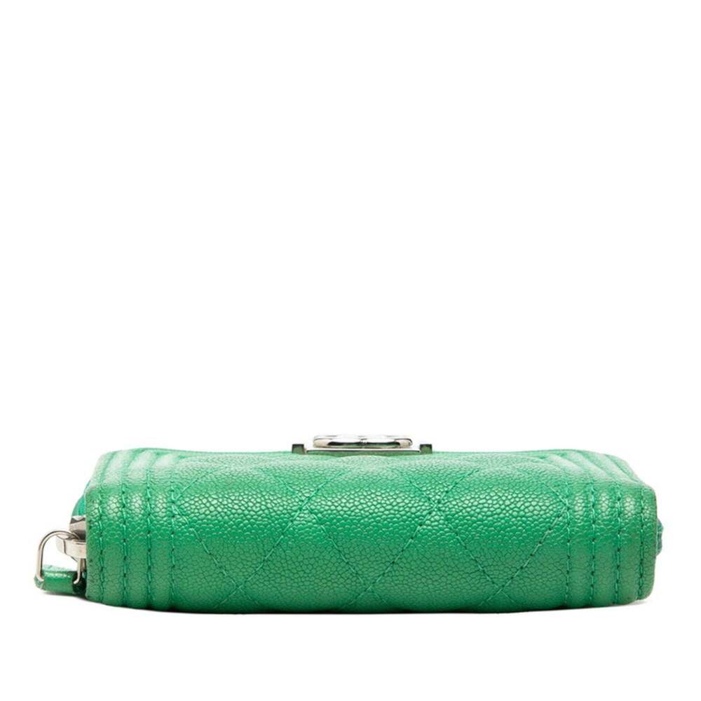 CHANEL Green Caviar Leather Logo Wallet - Picture 3 of 7